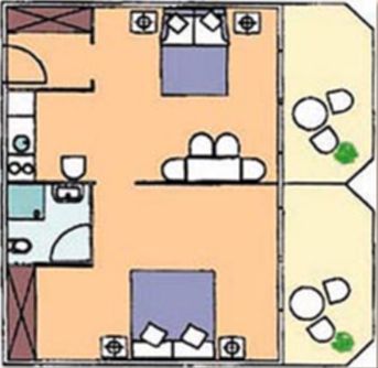 Grundriss Appartement für 2-4 Personen